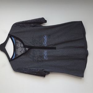 NWT Harley Davidson gray mesh Henley Sz L